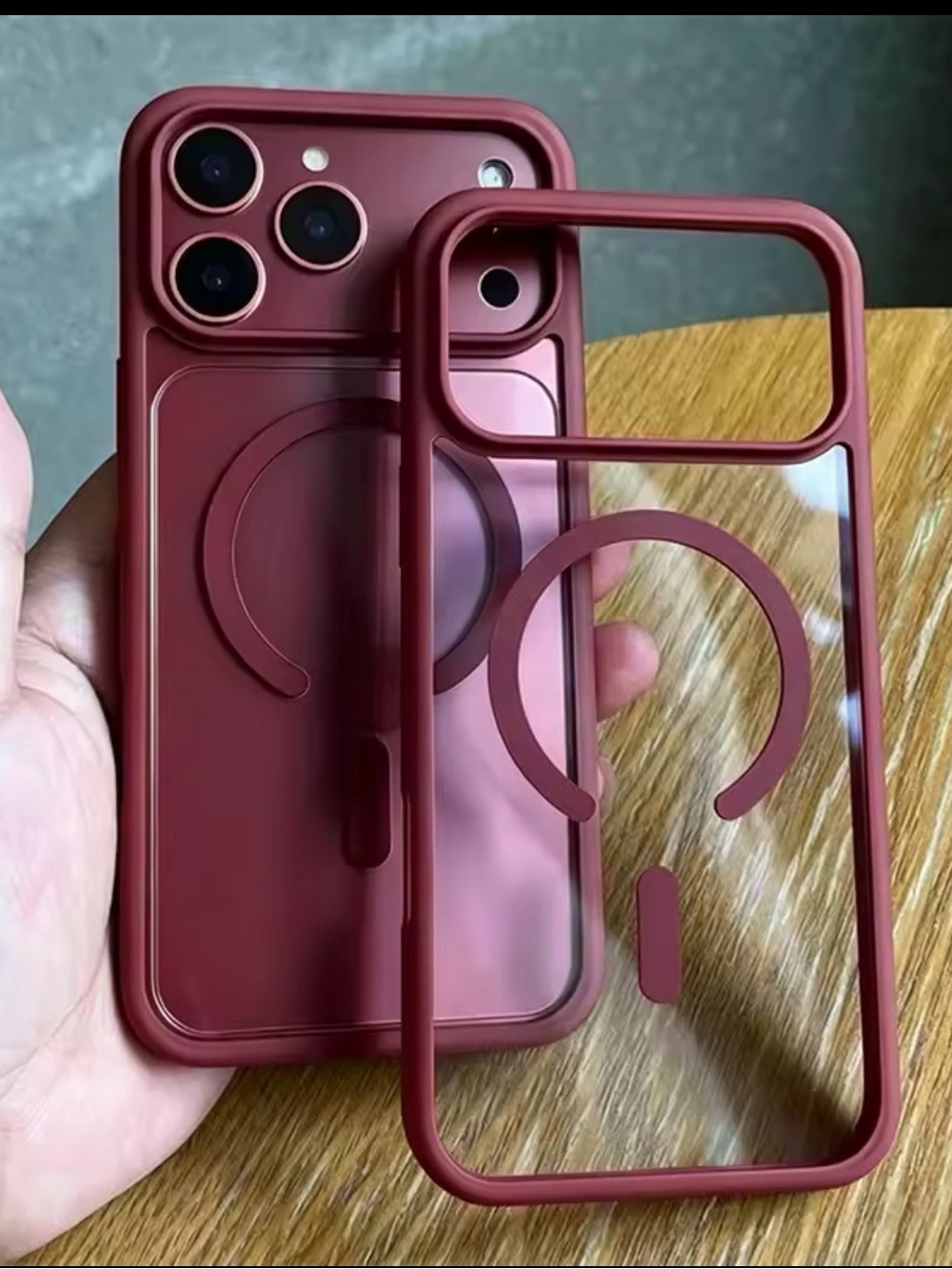 iPhone 18 pro max Red Clear Magnetic-Compatible Phone Case for iPhone